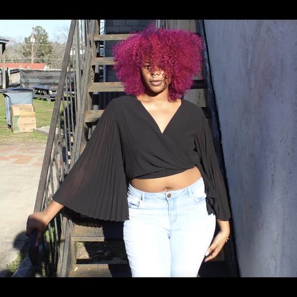 Plus size Black Wrap Blouse - Picture 2 of 4